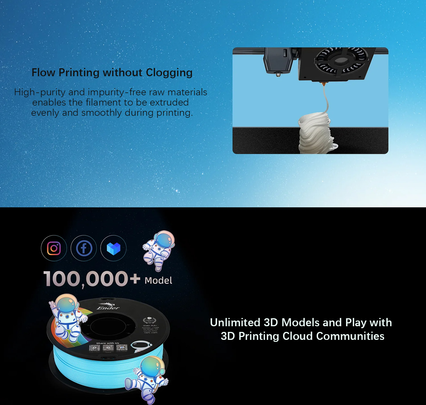 Filamento PLA+ Creality Ender Series da 1.75 mm - Grigio