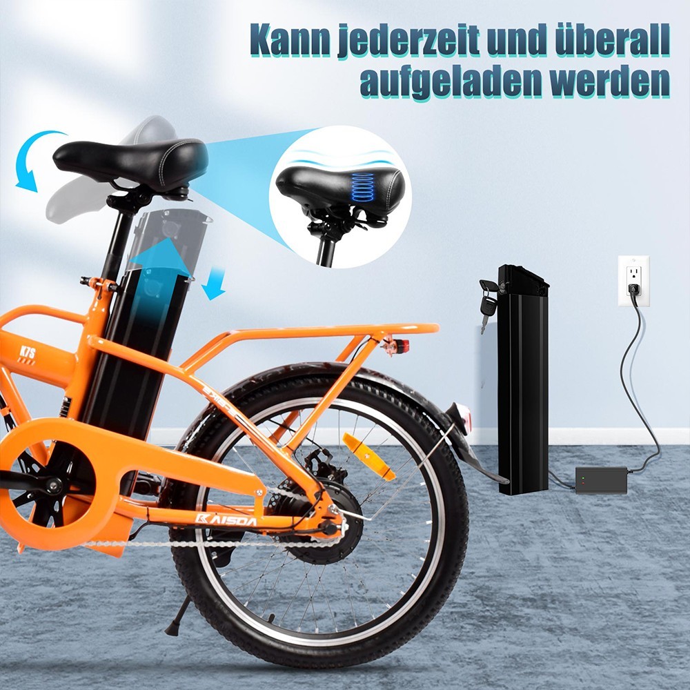 KAISDA K7S elektrische fiets 20 inch 36V 12,5Ah 25km/h 250W oranje
