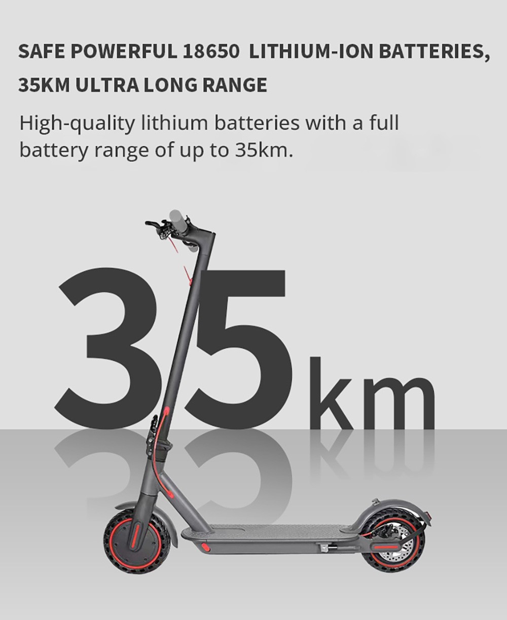 T1 elektrische scooter 8.5 inch band 36 V 350 W motor 25-35 km/u Max. snelheid 10.4 Ah Batterij 25 km-35 km bereik 120 kg belasting APP