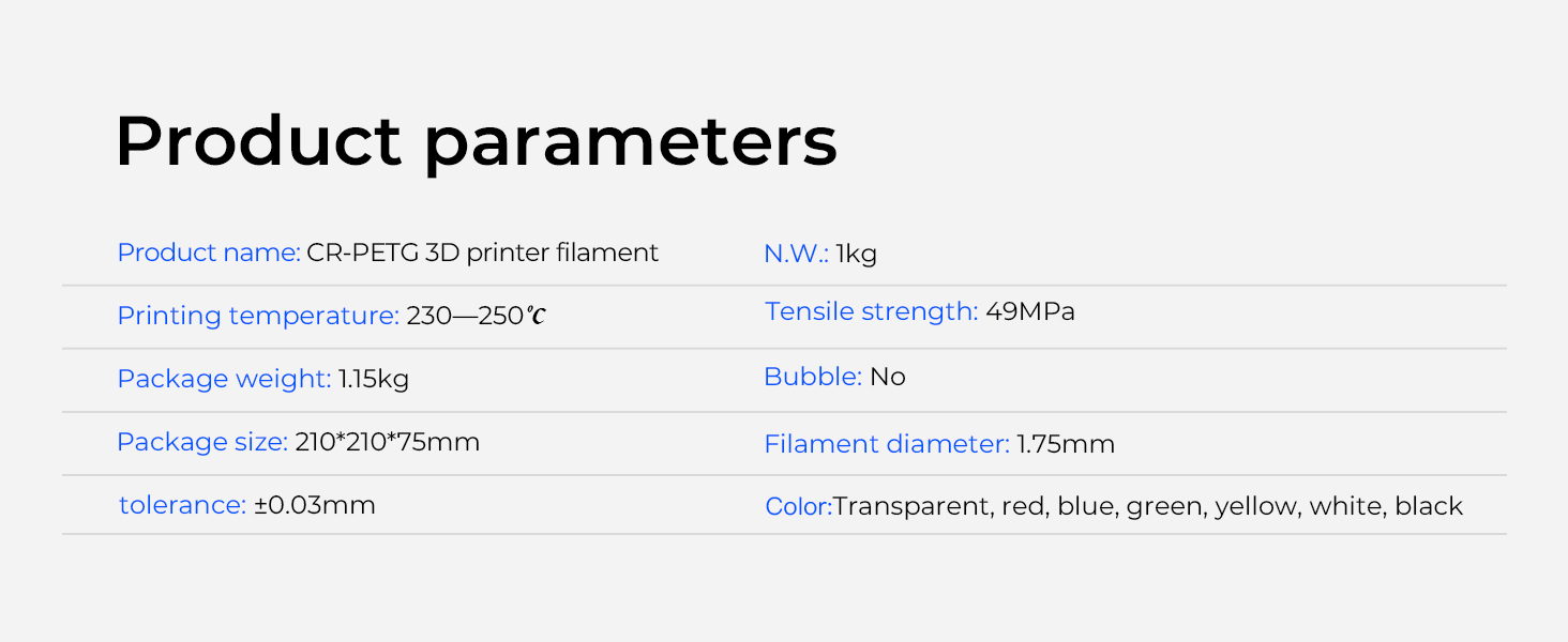 Creality CR Series PETG Filament 1.75mm 1KG - Blue