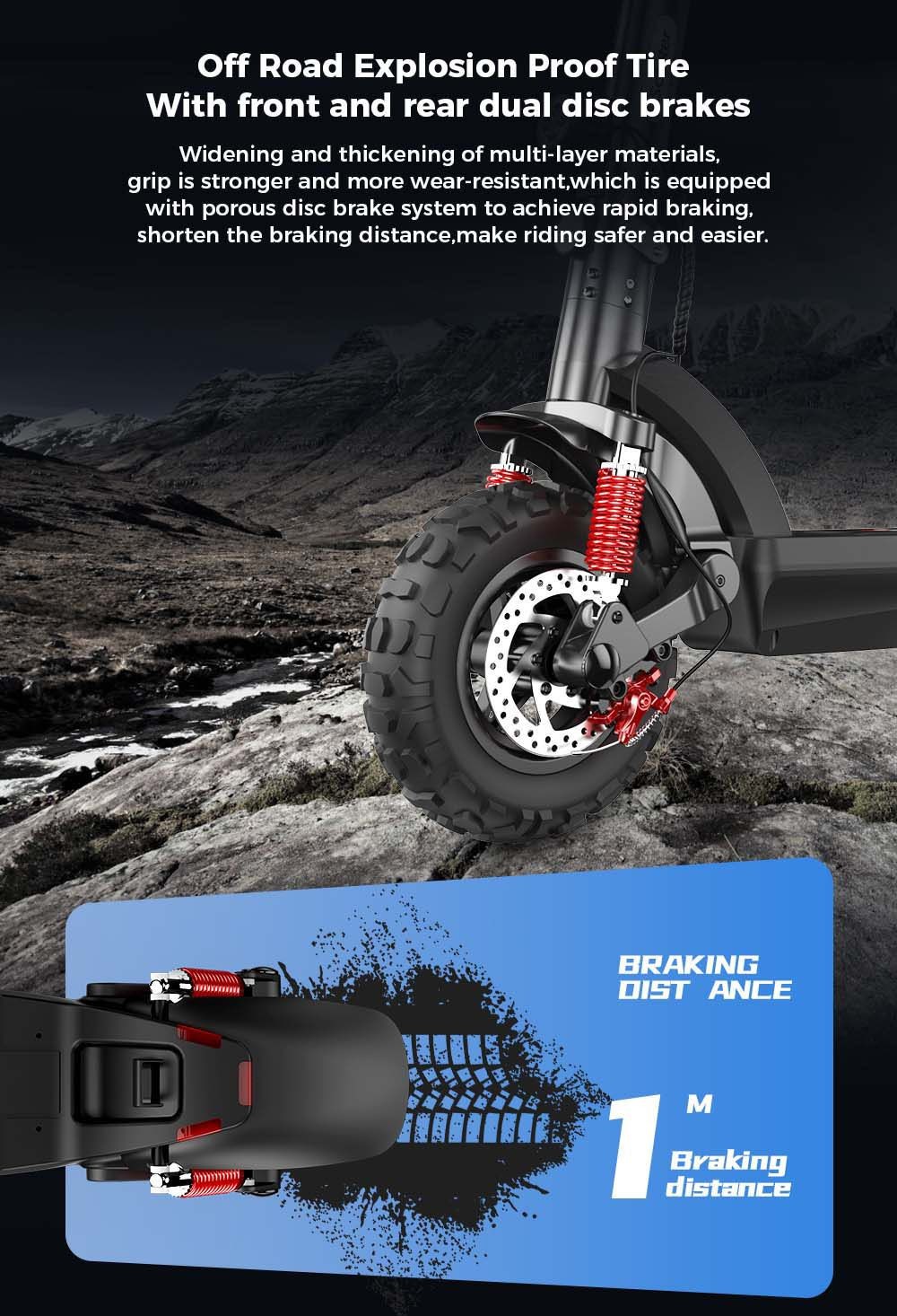 iScooter iX6 Elektroroller 11'' pneumatische Offroad-Reifen 1000 W Heckmotor 45 km/h Höchstgeschwindigkeit 48 V 17.5 Ah Batterie 40–45 km Reichweite