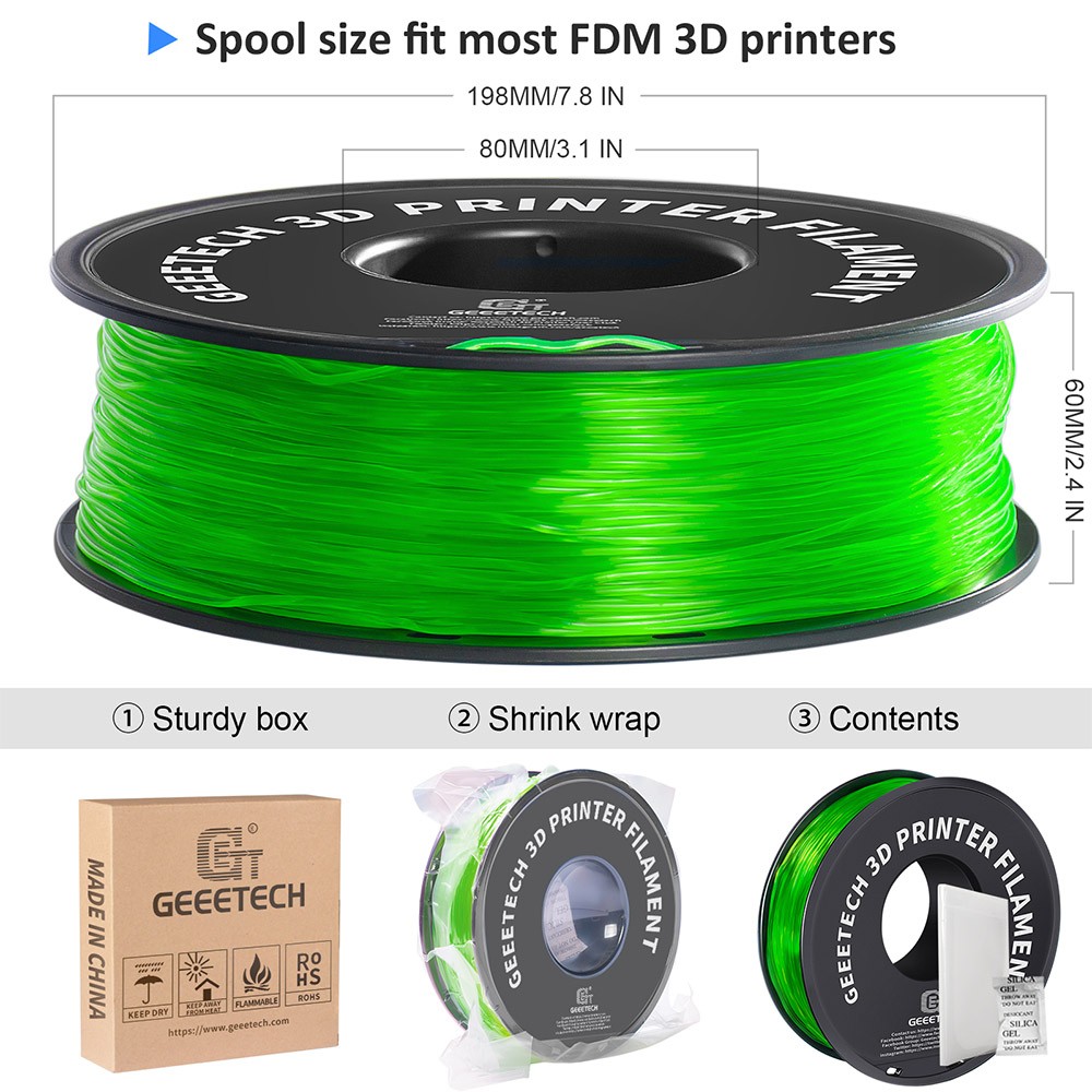 Geeetech TPU vlákno pro 3D tiskárnu zelené