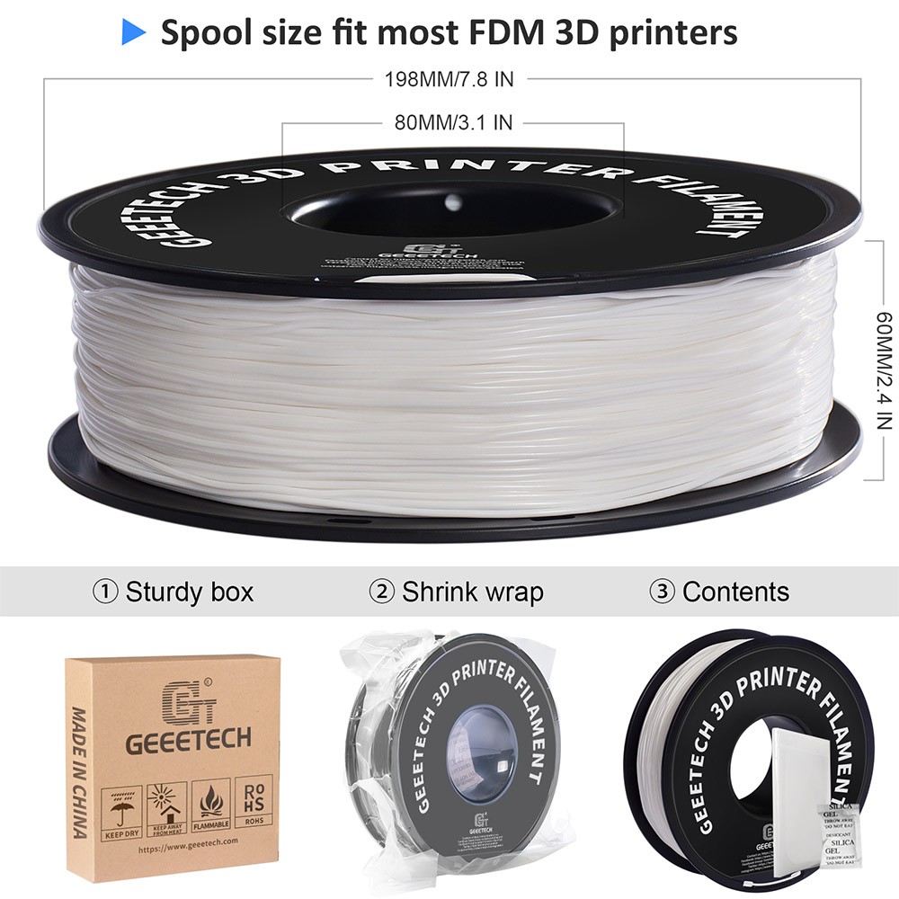 Geeetech TPU-filament voor 3D-printer Wit