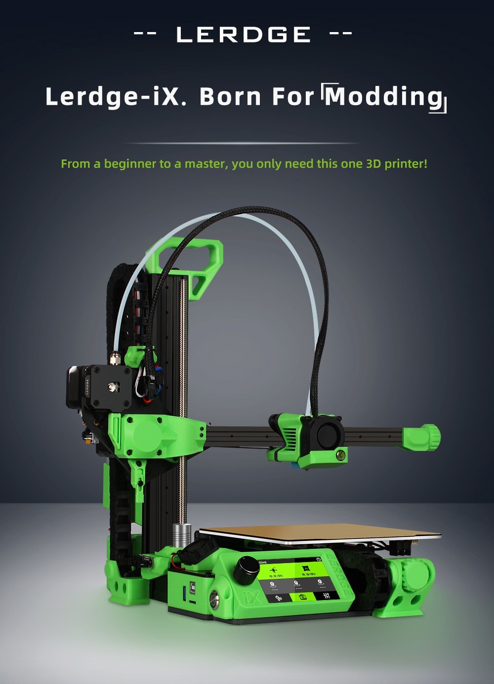 Drukarka 3D Lerdge iX RTP V3.0 w wersji zielonej
