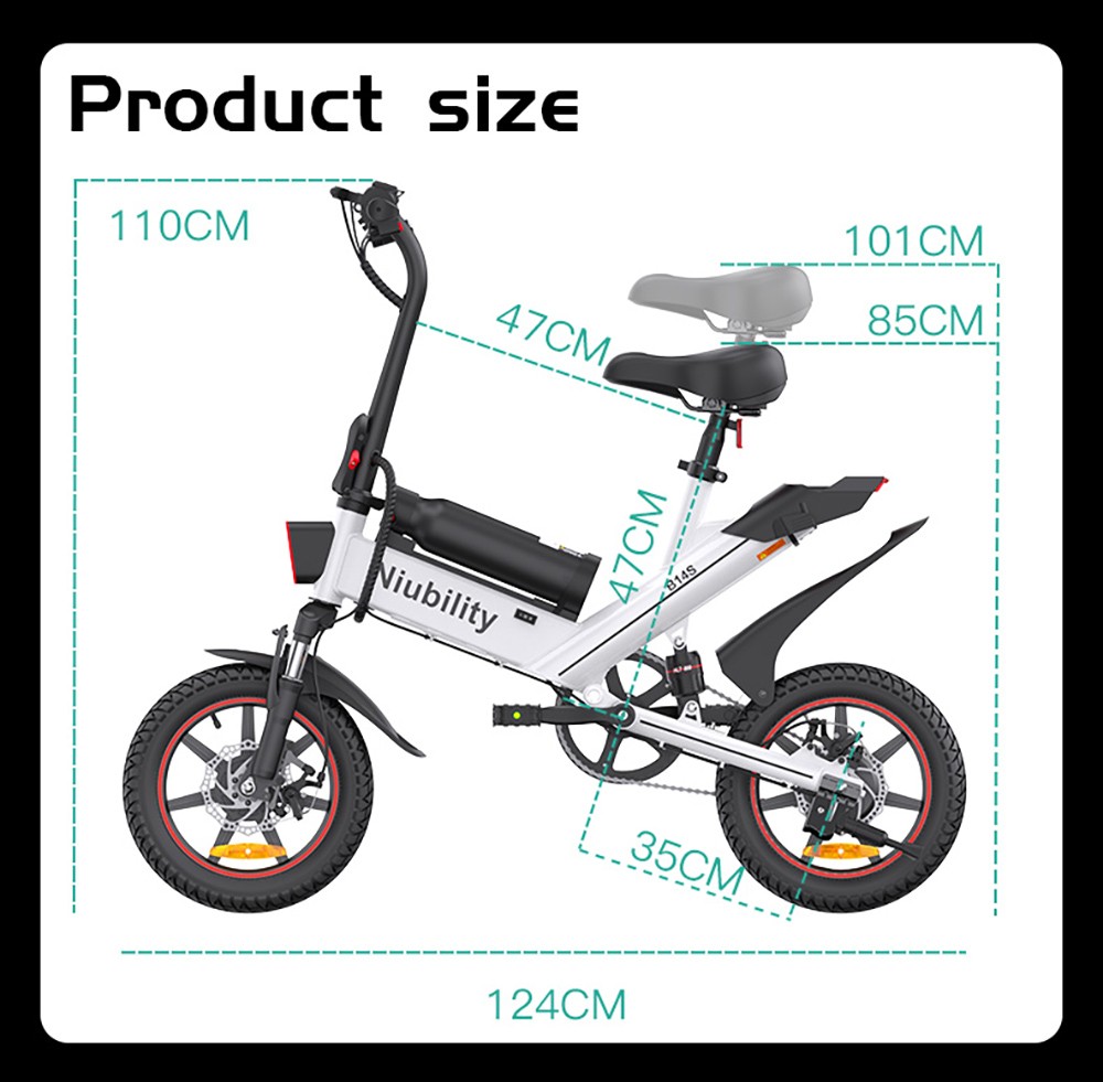 Elektrische fiets 400W NIUBILITY B14S Motor 48V 15Ah 32km/h Snelheid Wit