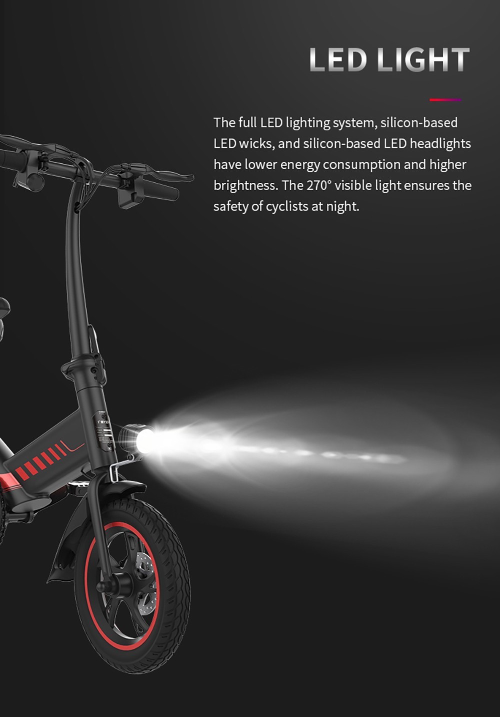 Elektromos kerékpár Y1S 12 hüvelykes 36V 10,4Ah 250W 25 km/h fekete