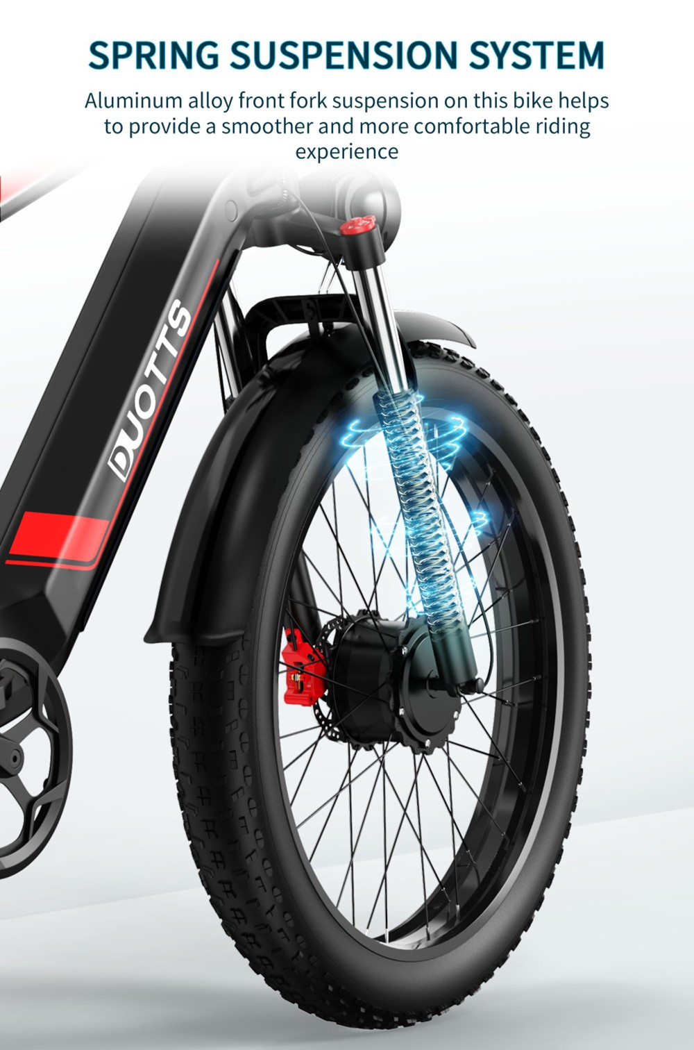 26 hüvelykes elektromos kerékpár DUOTTS F26 55Km/h 17,5 Ah 750W*2 duplamotoros fekete
