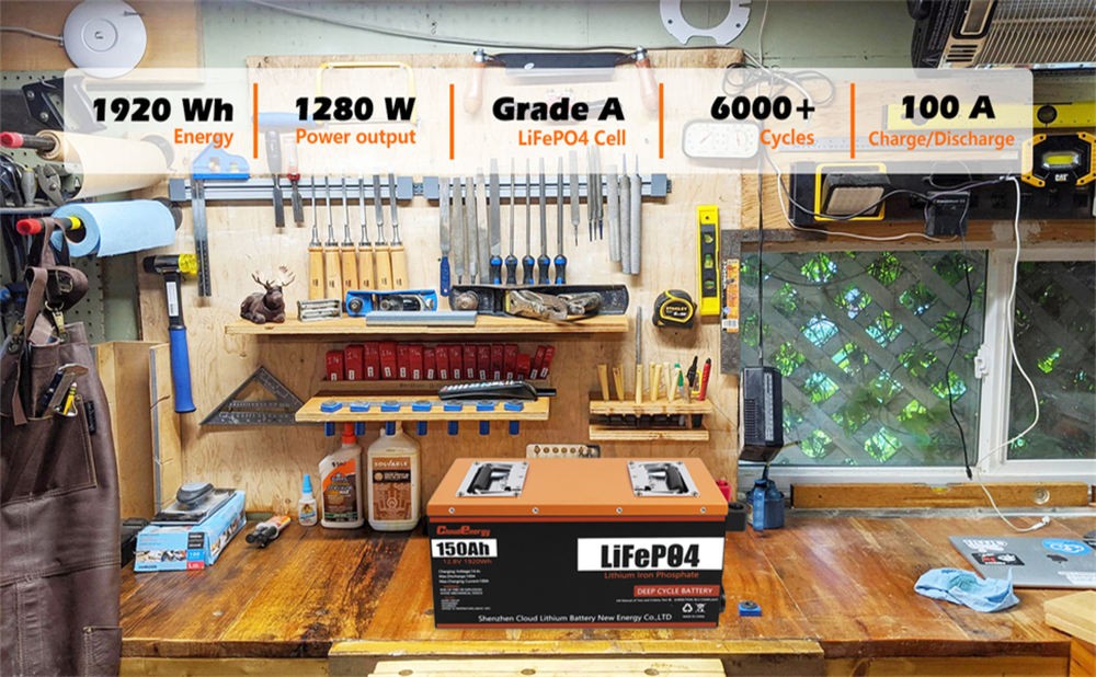 Cloudenergy 12V 150Ah LiFePO4-Akku