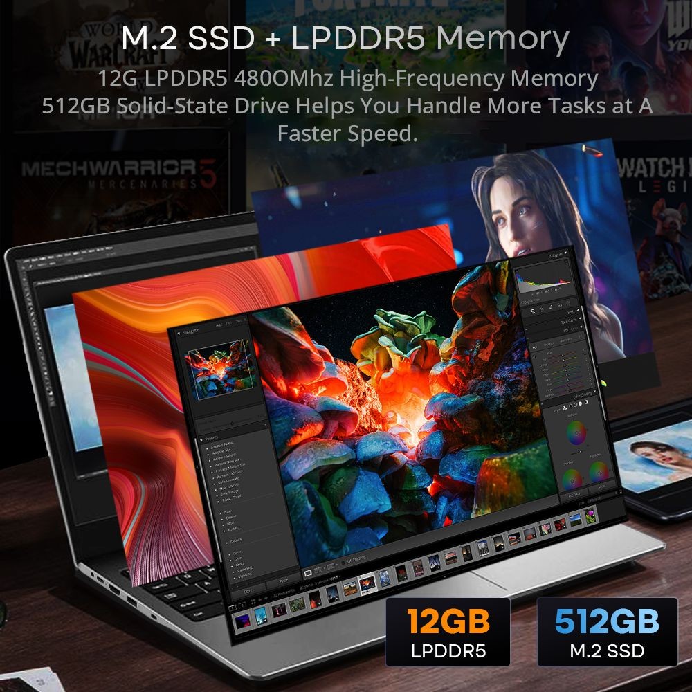 DERE R16 Pro 16 pulgadas 12GB DDR5 512GB SSD Laptop