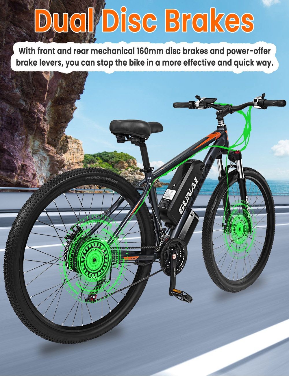 GUNAI GN29 elektromos kerékpár 29 hüvelykes gumi 750 W motor 48 V 15 Ah 50 km/h sebesség