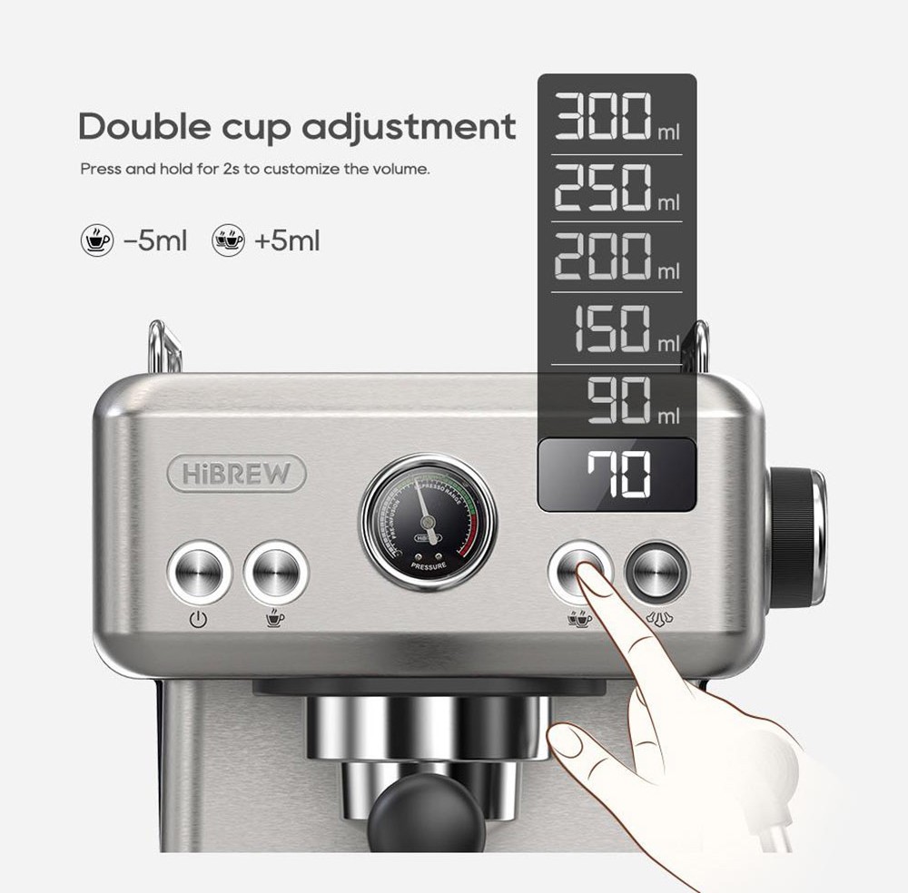 HiBREW H10A semi-automatic espresso coffee machine, 19 bars