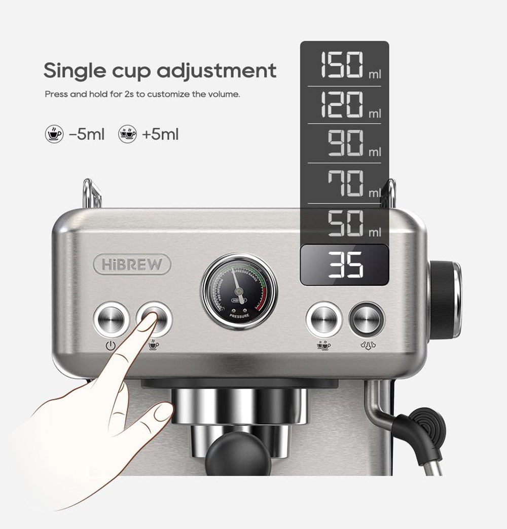 Półautomatyczny ekspres do kawy espresso HiBREW H10A, 19 barów