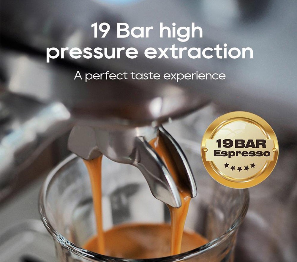 Máquina de café expresso semiautomática HiBREW H10A, 19 barras