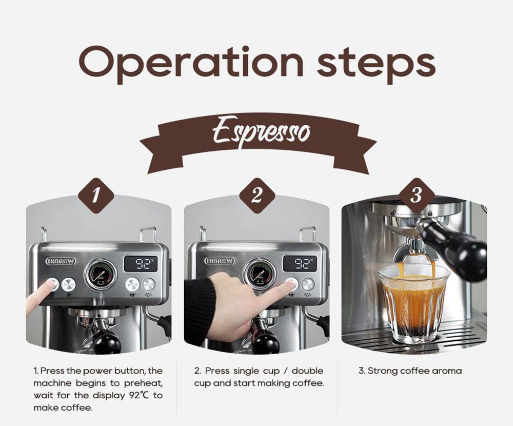 Aparat de cafea espresso semiautomat HiBREW H10A, 19 bare