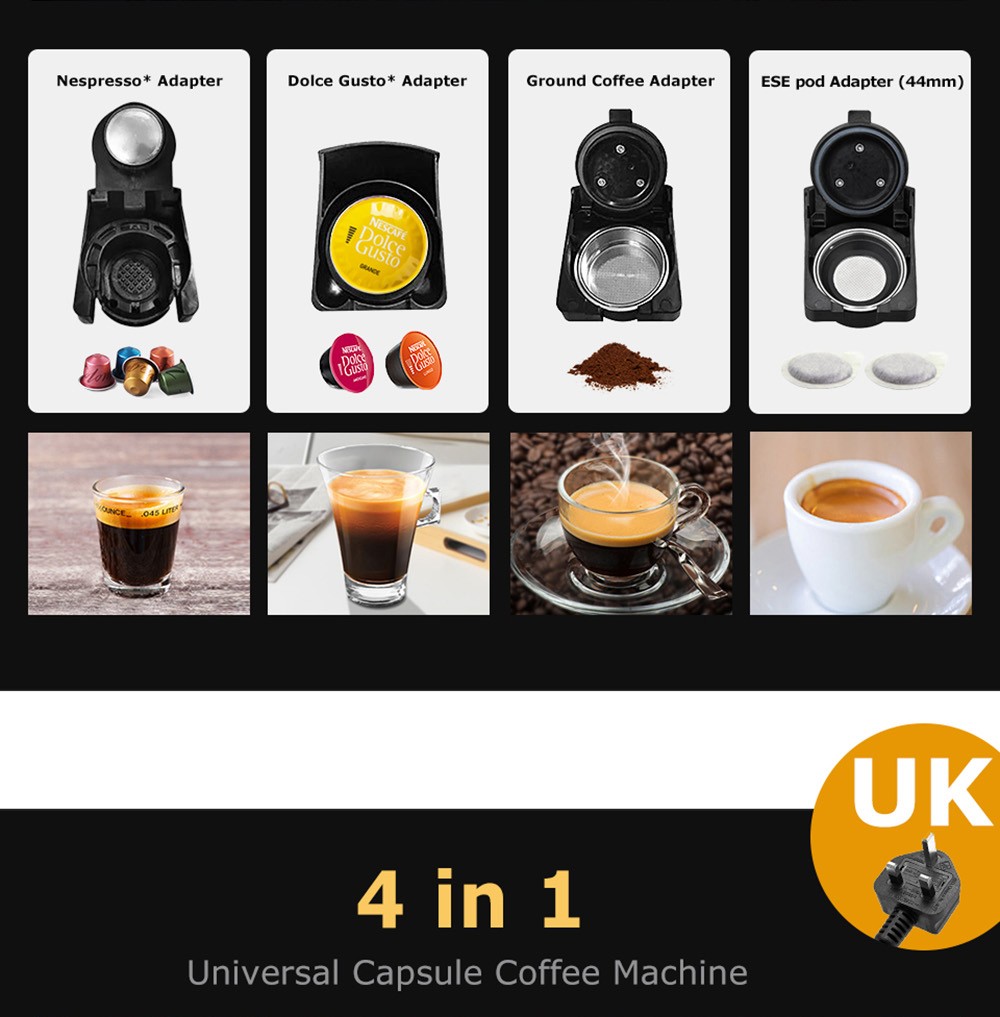 Hibrew H1A hot and cold 4 in 1 espresso coffee machine, 19 bars