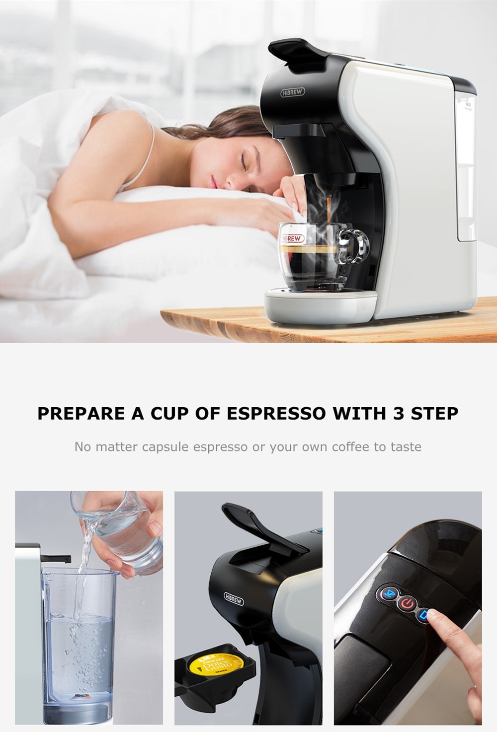 Hibrew H1A heiße und kalte 4-in-1-Espressomaschine, 19 Riegel