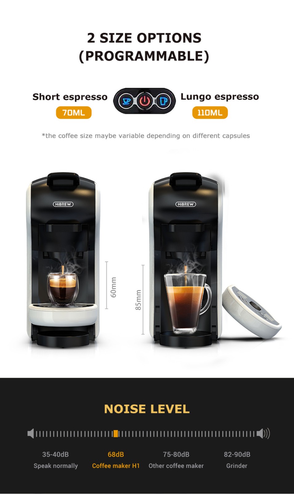 Hibrew H1A hot and cold 4 in 1 espresso coffee machine, 19 bars