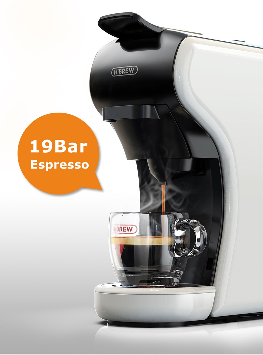 Hibrew H1A hot and cold 4 in 1 espresso coffee machine, 19 bars