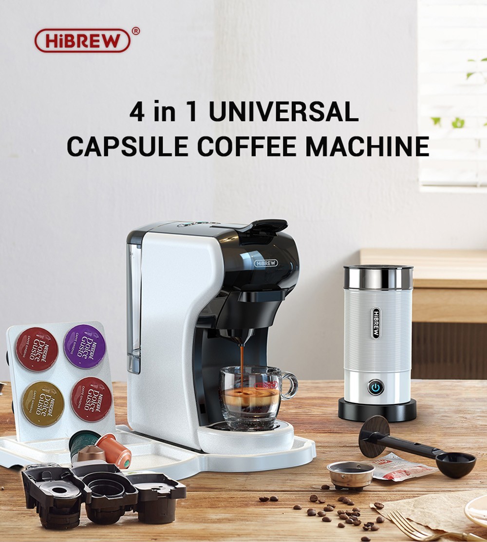 Hibrew H1A hot and cold 4 in 1 espresso coffee machine, 19 bars