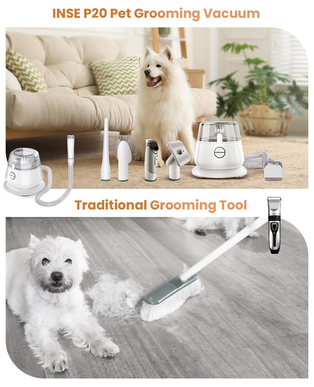 INSE P20 Pro Grooming Kit Recortadora Aspiradora para Mascotas