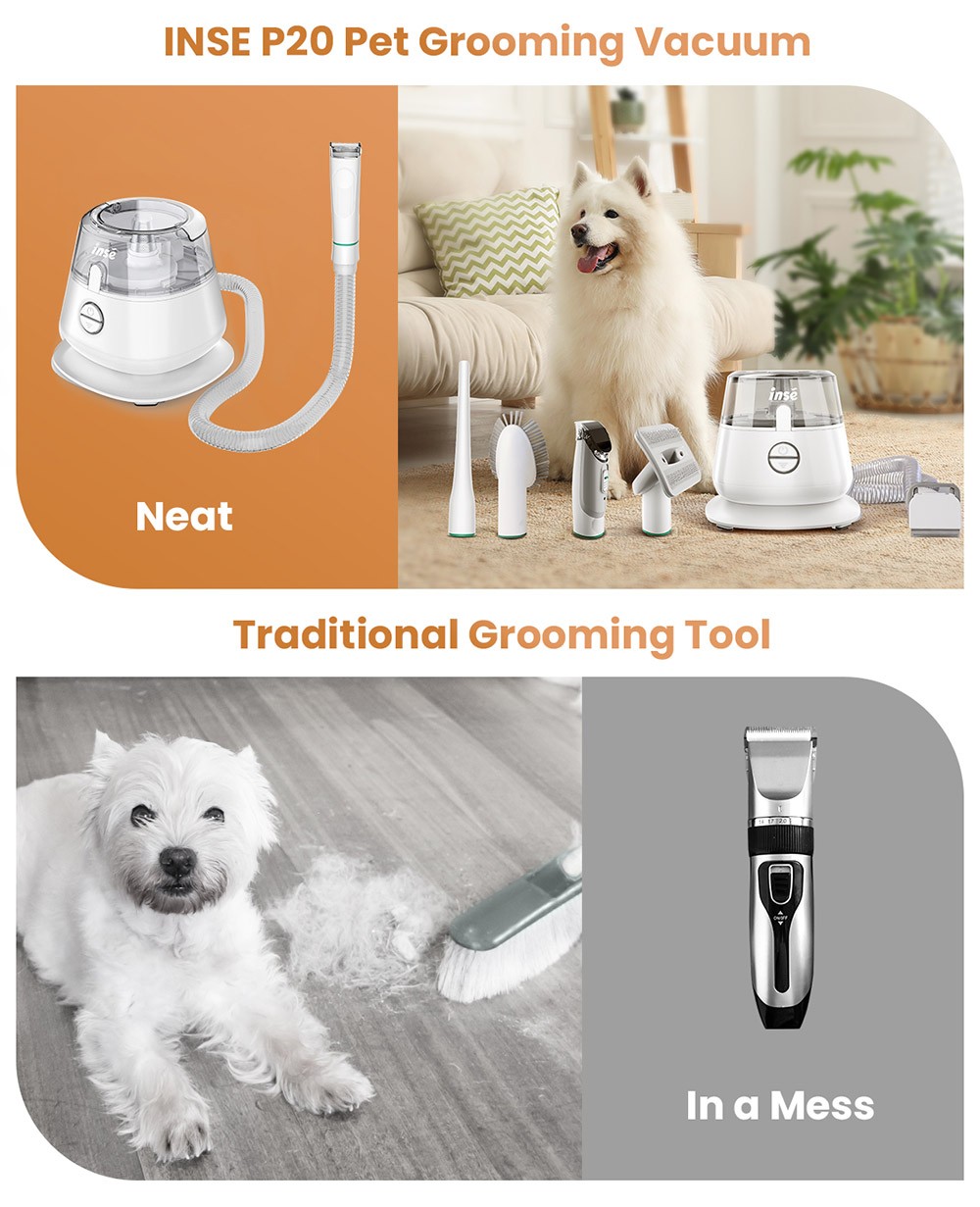 INSE P20 Pro Grooming Kit Trimmer Stofzuiger voor huisdieren