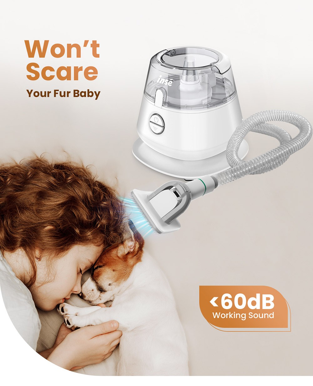 INSE P20 Pro Grooming Kit Trimmer Aspirapolvere per Animali Domestici