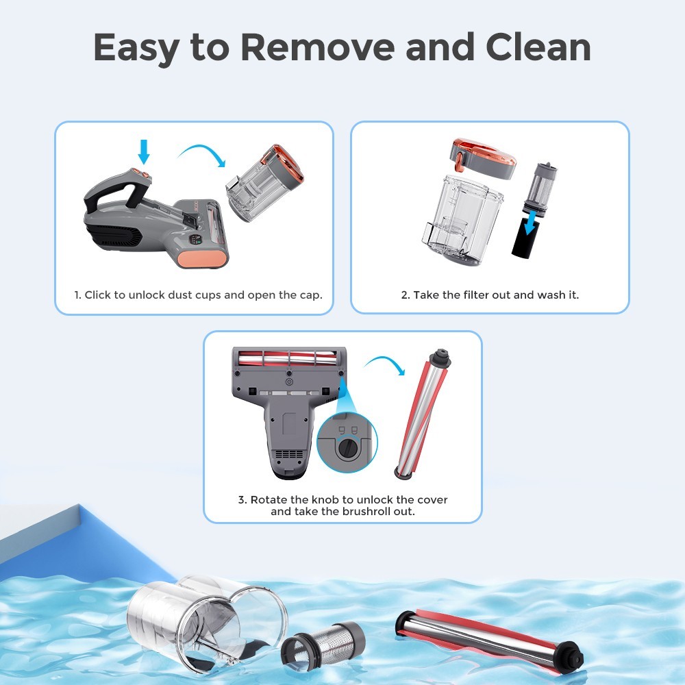 JIGOO S300 Pro Dual-Cup Smart Mite Cleaner with Dust Mite Sensor