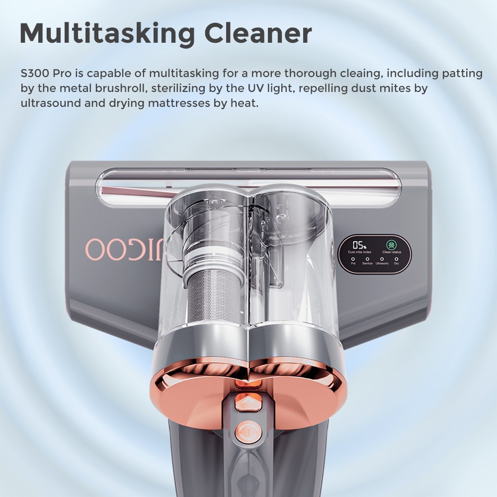 JIGOO S300 Pro Dual-Cup Smart Mite Cleaner con sensore per acari della polvere