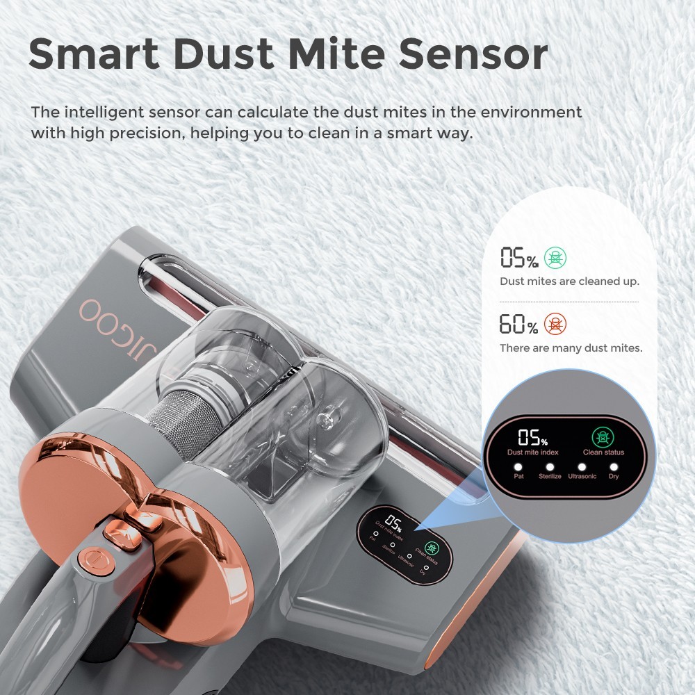 JIGOO S300 Pro Dual-Cup Smart Mite Cleaner with Dust Mite Sensor