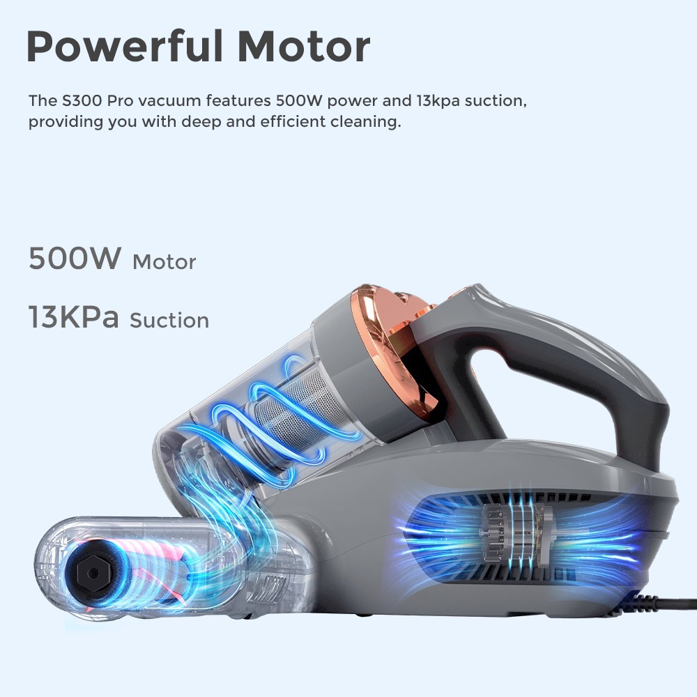 JIGOO S300 Pro Dual-Cup Smart Mite Cleaner with Dust Mite Sensor