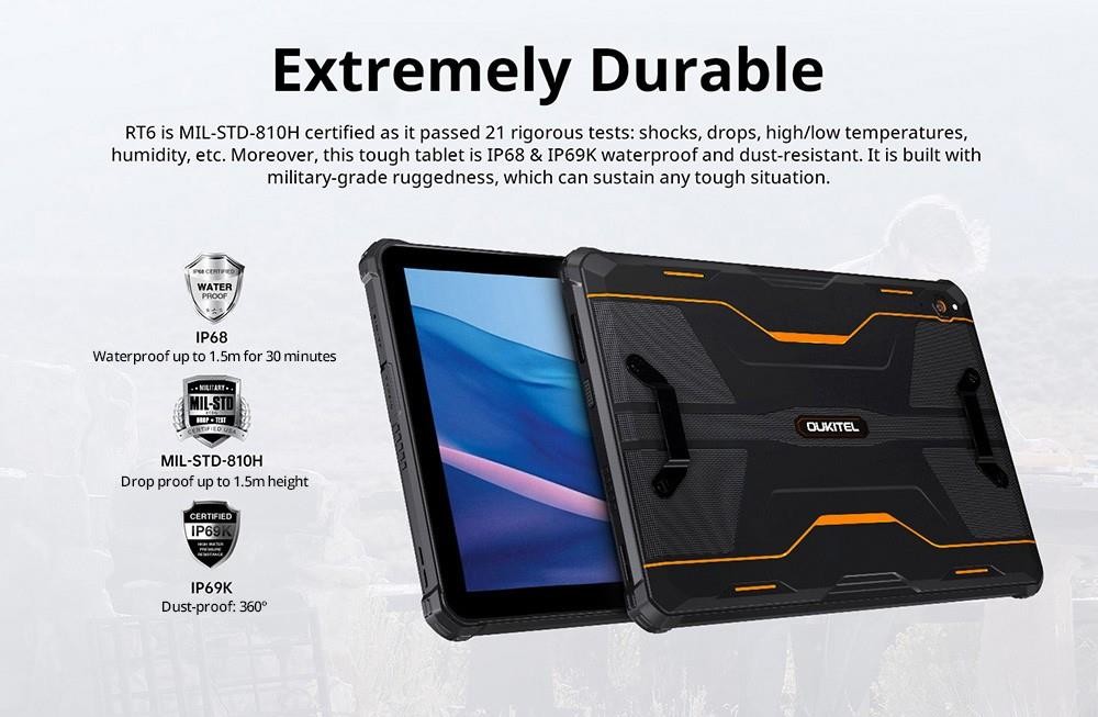 OUKITEL RT6 Android 13 Tablet 10,1 ιντσών 8 GB RAM 256 GB ROM Μαύρο