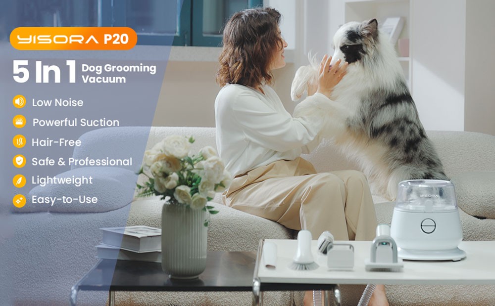 YISORA P20S Dog Clipper with Pet Hair Vacuum