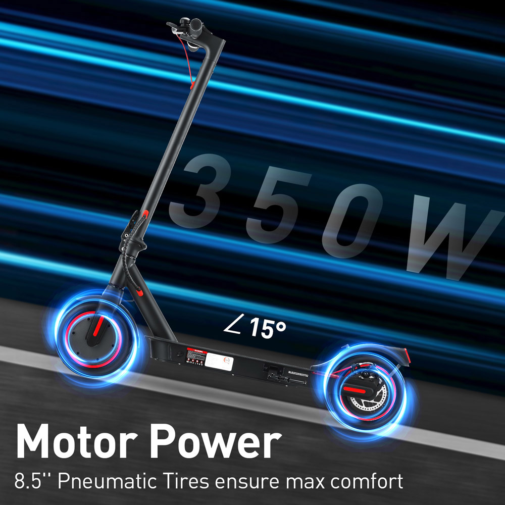 iScooter i9 Monopattino elettrico pieghevole Pneumatico da 8.5 pollici Motore da 350 W Batteria da 7.5 Ah Velocità massima 25 km / h Nero