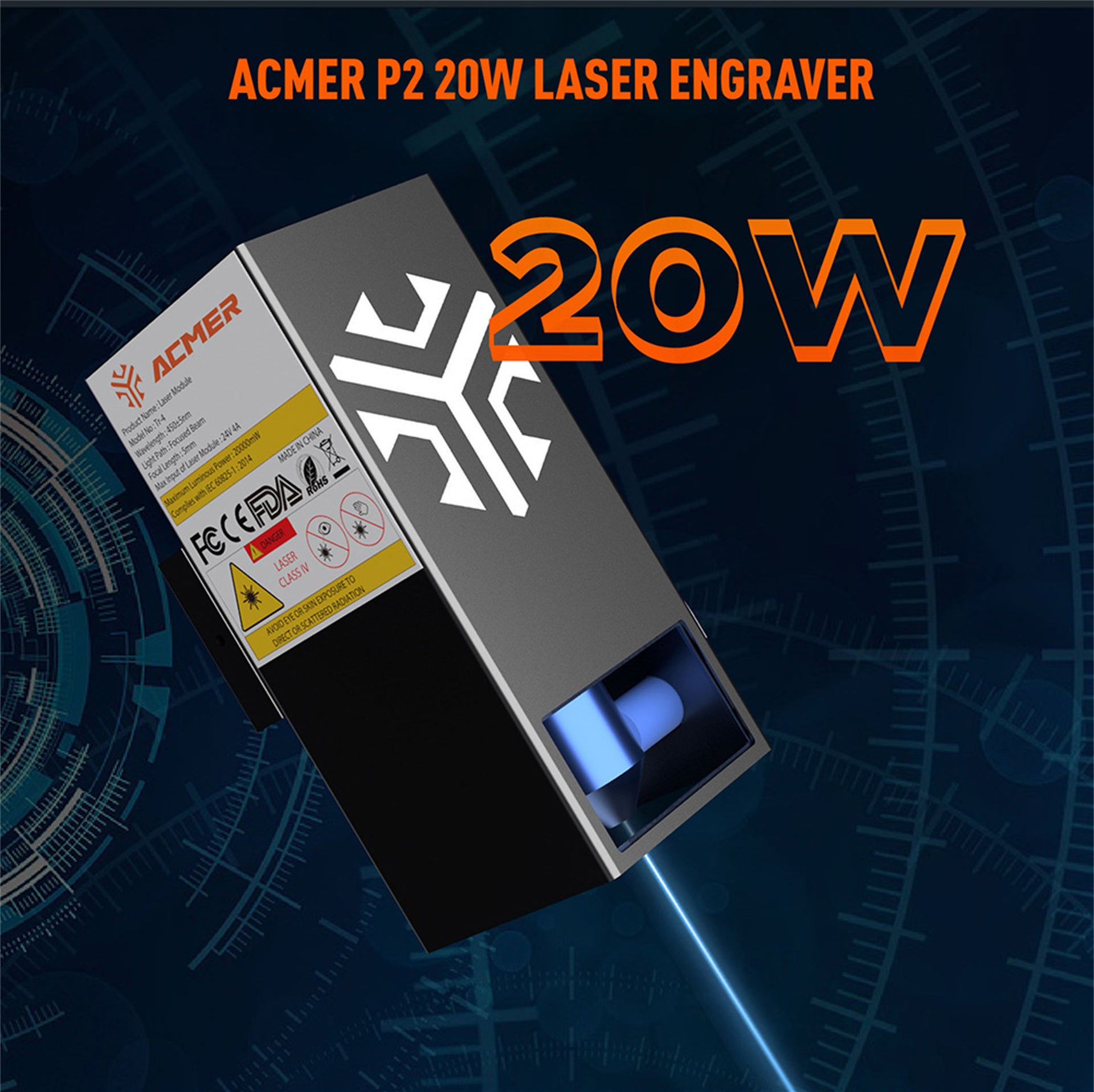 ACMER P2 20W lasergraveringsskærer