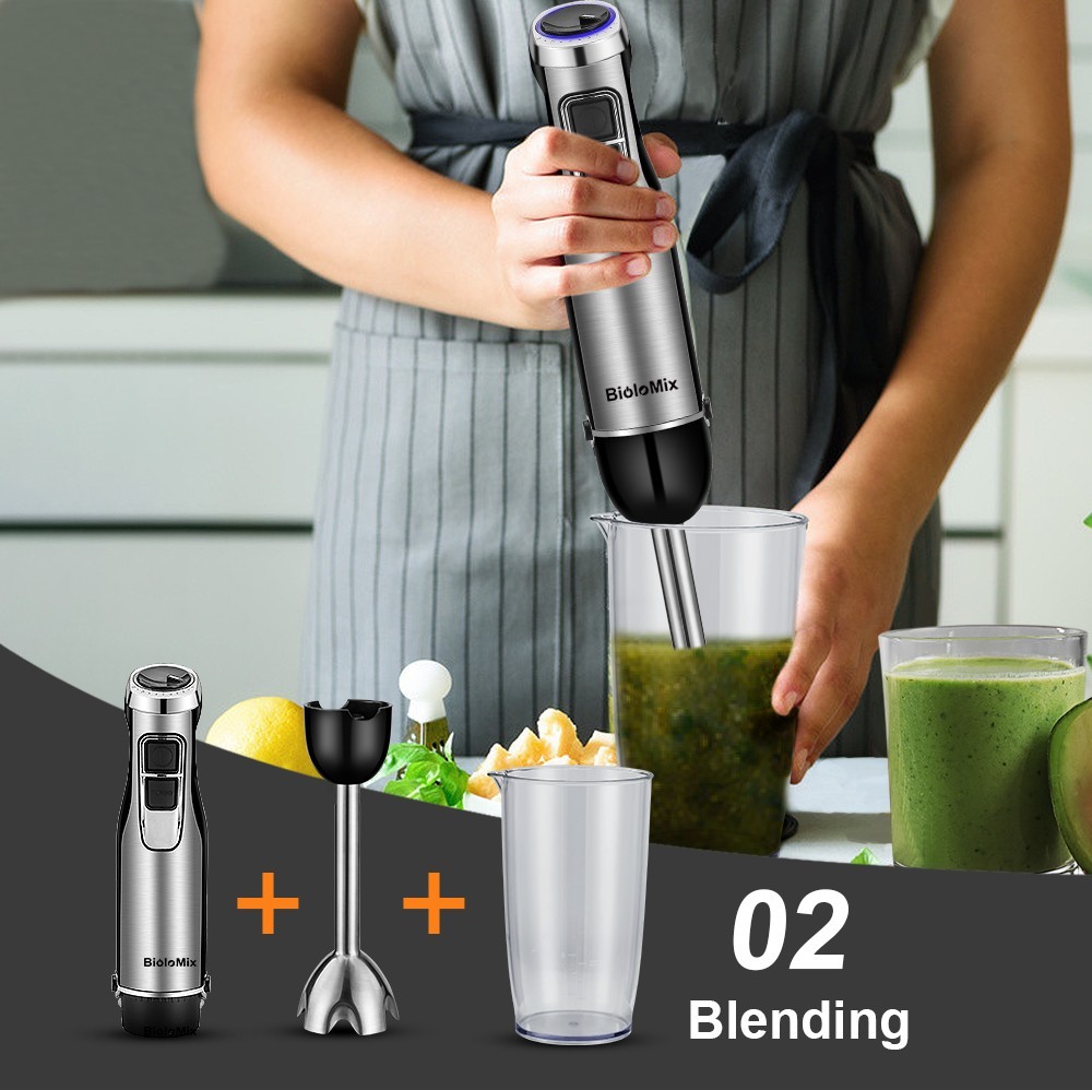 Biolomix 4 în 1 Mixer blender de mână cu imersie de mare putere, 1200 W