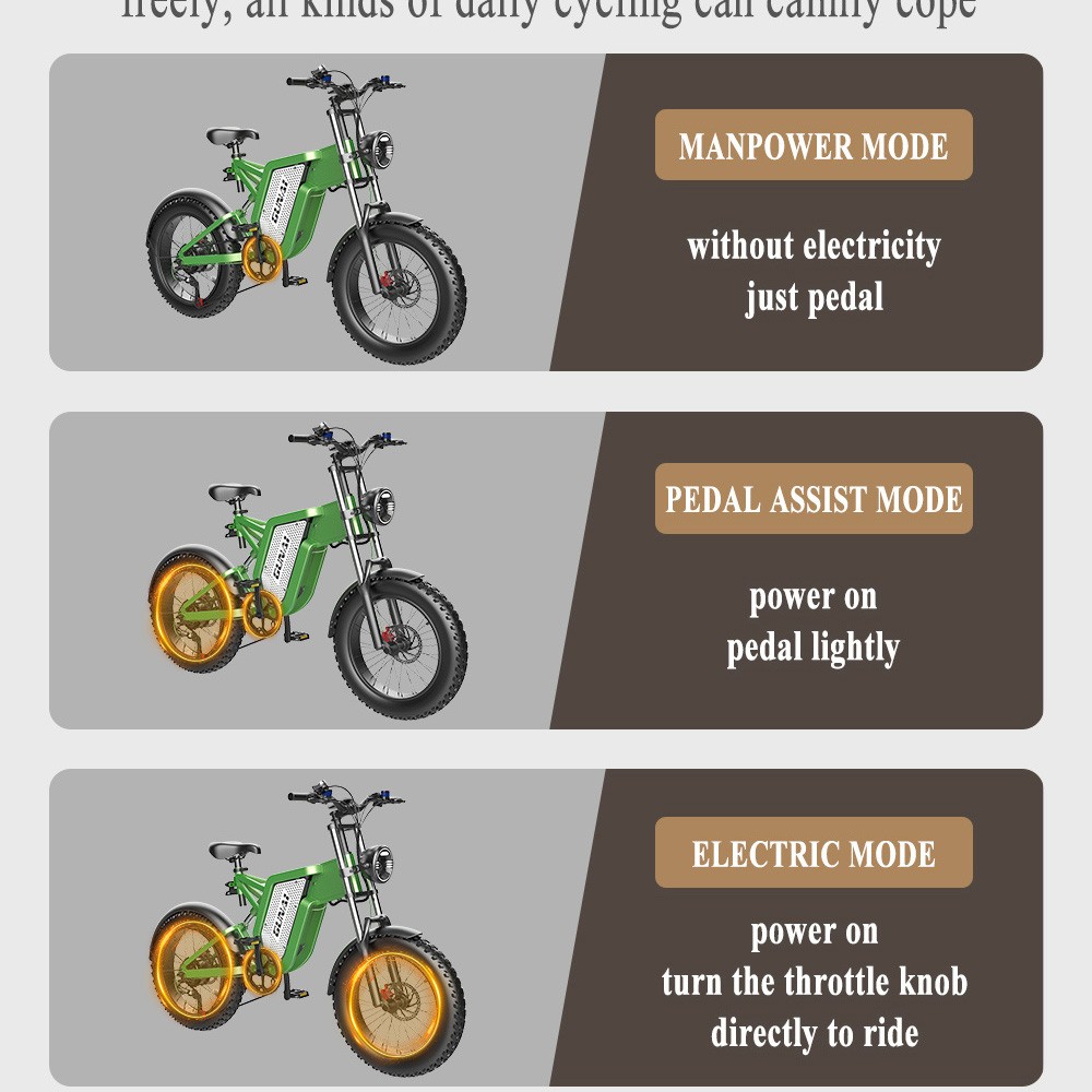 Bicicletta elettrica GUNAI MX25 Motore 20 pollici 48V 25Ah 50 km / h 1000 W - Verde