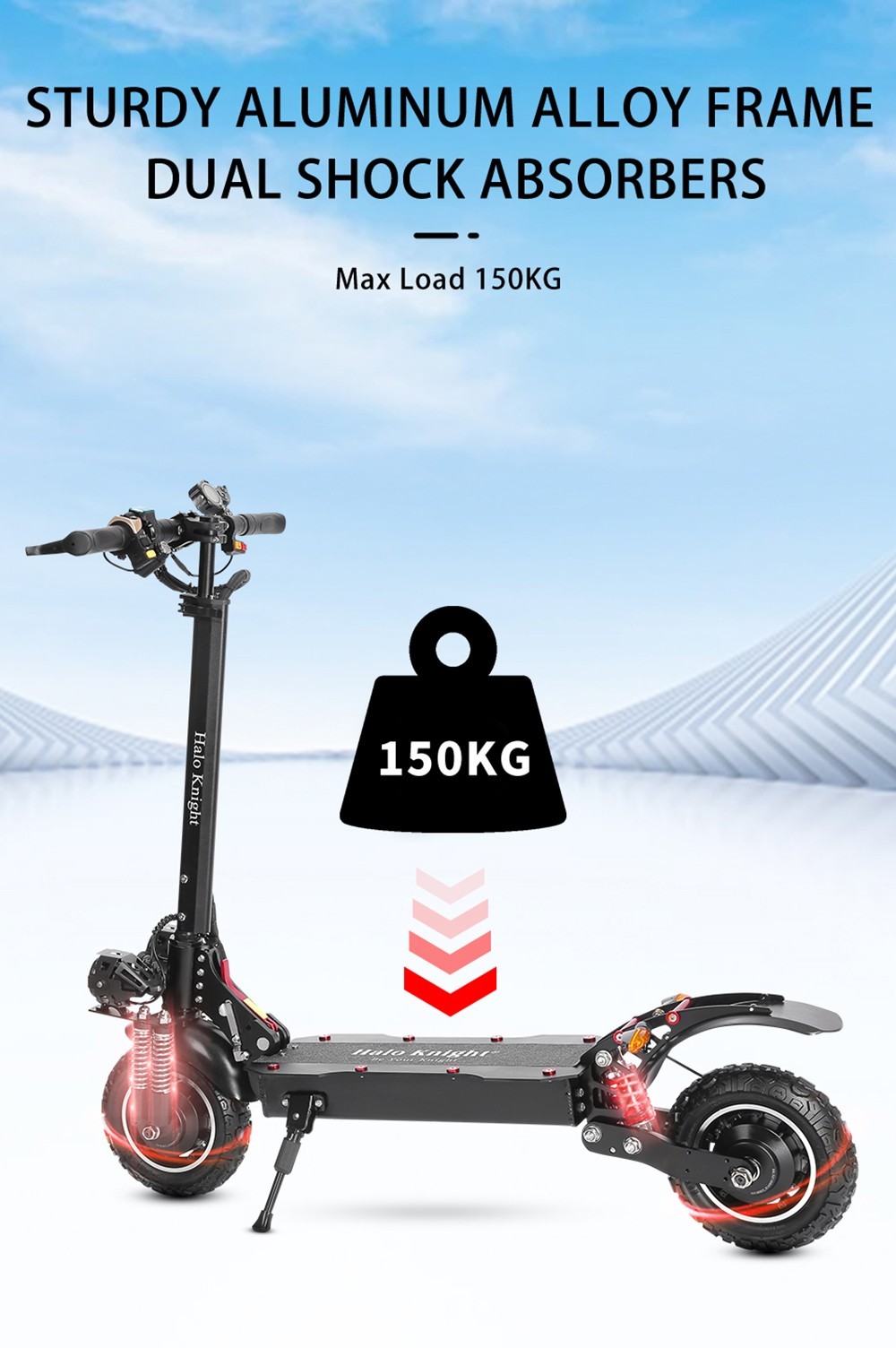 Halo Knight T104 elektrisk scooter 21Ah batteri 1000W*2 motor
