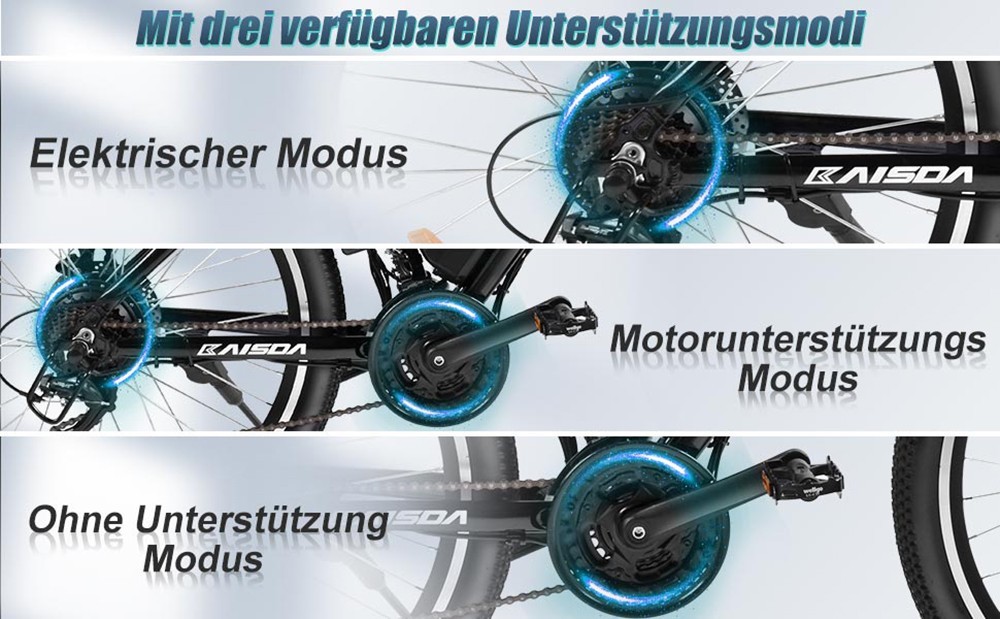 KAISDA K26M elektromos városi kerékpár 26 hüvelykes 25km/h 36V 12.5Ah 250W motor