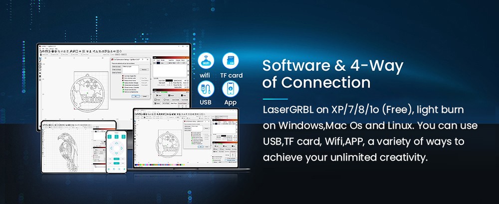 LONGER Laser B1 20W laserový rytec 450 x 440 mm Plocha gravírování