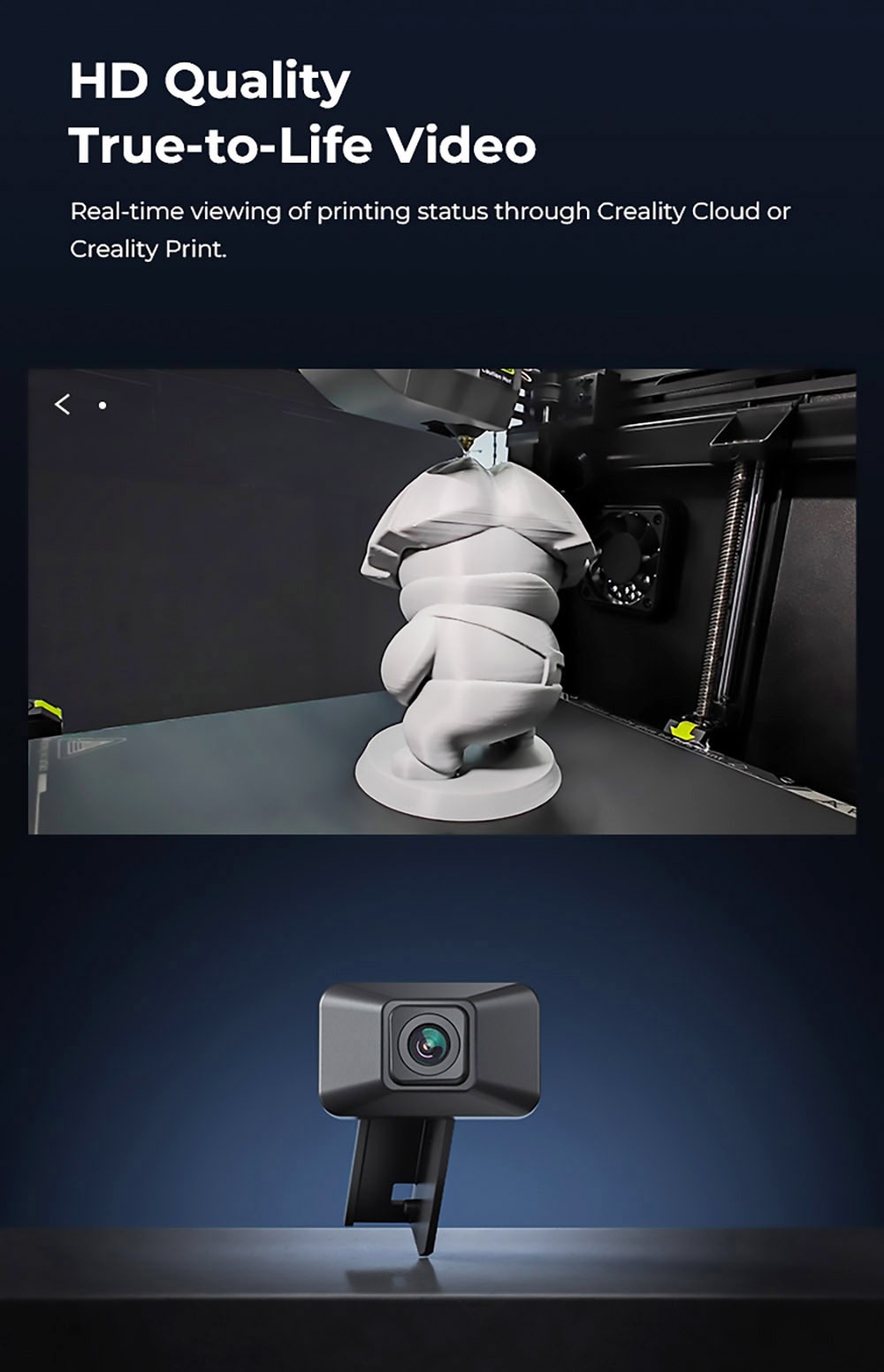 Camera Creality K1 AI, HD minőség, AI észlelés, gyorsított forgatás