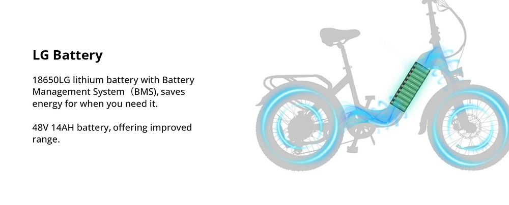 Bicicletă electrică pliabilă DYU FF500 de 20 de inci cu anvelope grase