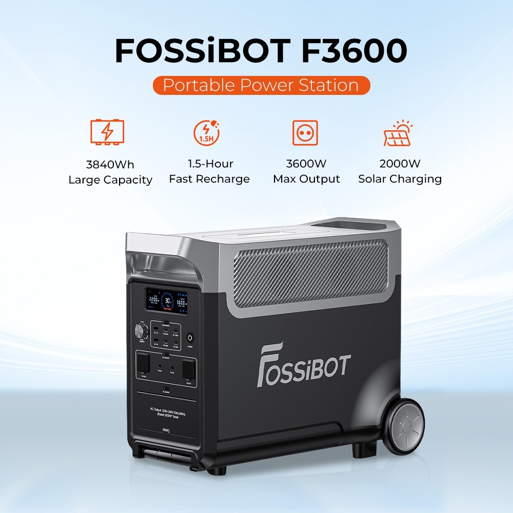 Fossibot F3600 energiecentrale + 3 FOSSiBOT SP420 zonnepanelen