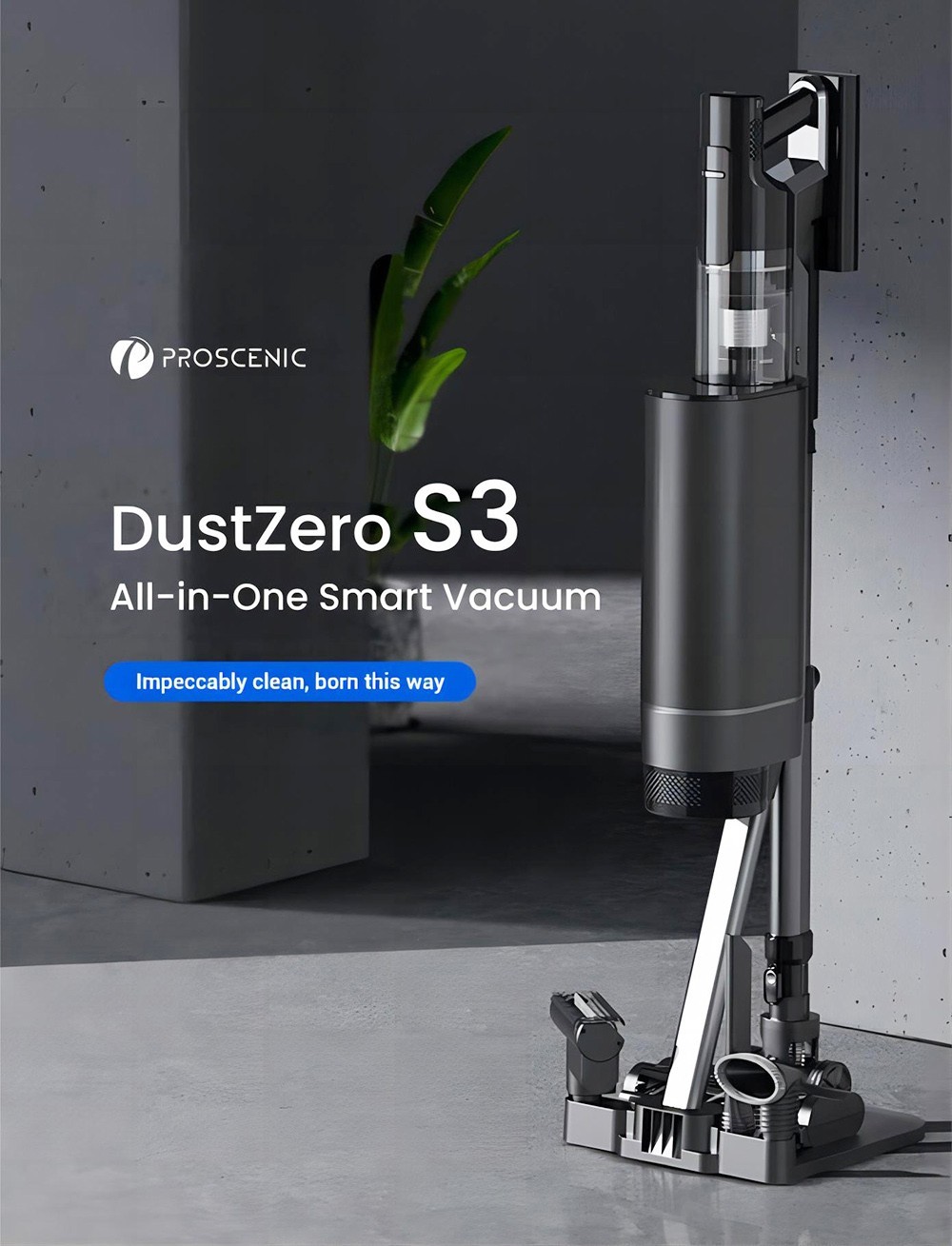 Proscenic DustZero S3 sladdlös dammsugare