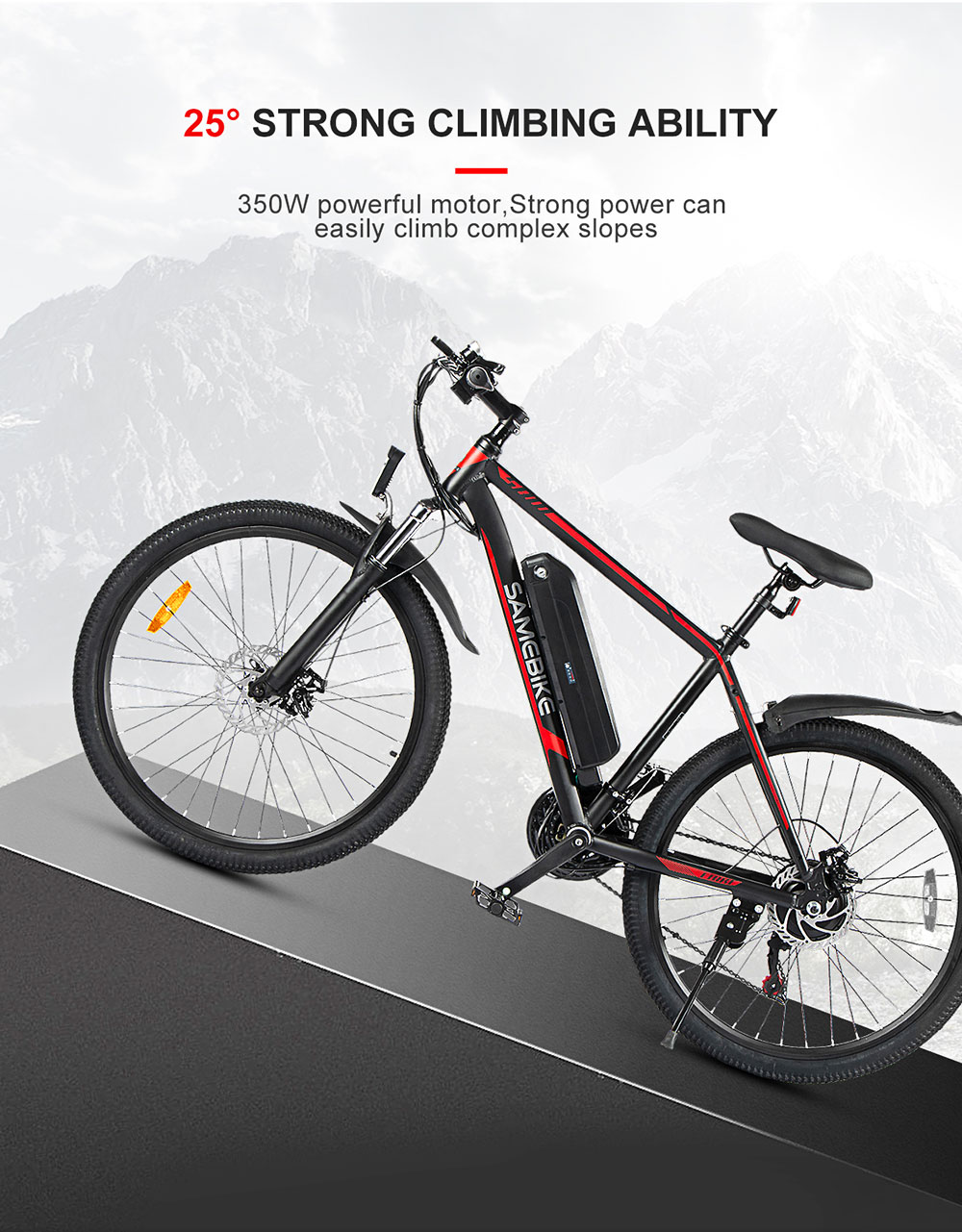 26 inch elektrische fiets SAMEBIKE SY26 350W 35km/h 36V 10Ah Wit