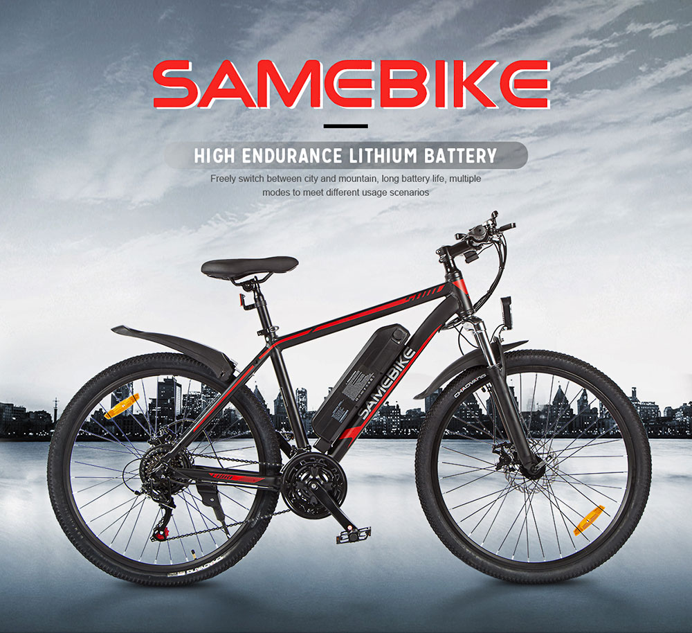 Vélo Electrique 26 pouces  SAMEBIKE SY26 350W 35km/h 36V 10Ah Blanc