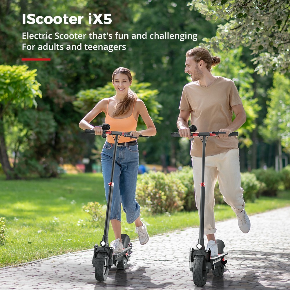iScooter iX5 Patinete eléctrico todoterreno de 10 pulgadas 15Ah Batería 40-45km Alcance 1000W Motor 45km/h Velocidad máxima 6 Amortiguadores