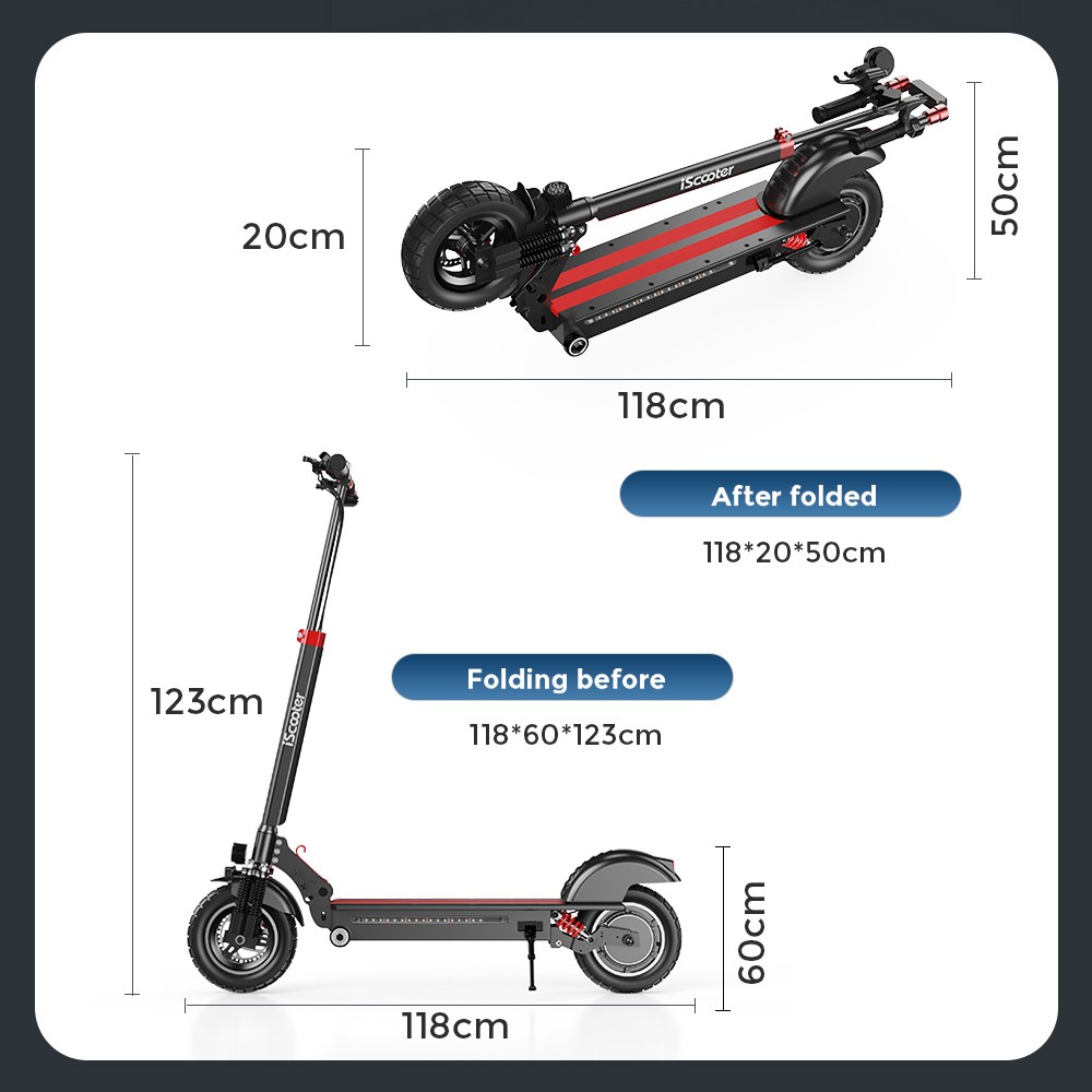 iScooter iX5 10 inch Off-road Electric Scooter 15Ah Battery 40-45km Range 1000W Motor 45km/h Max Speed 6 Shock Absorbers