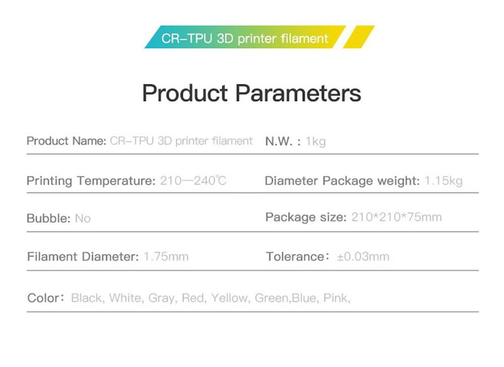 Creality CR 1,75mm TPU 3D tiskové vlákno 1KG červené