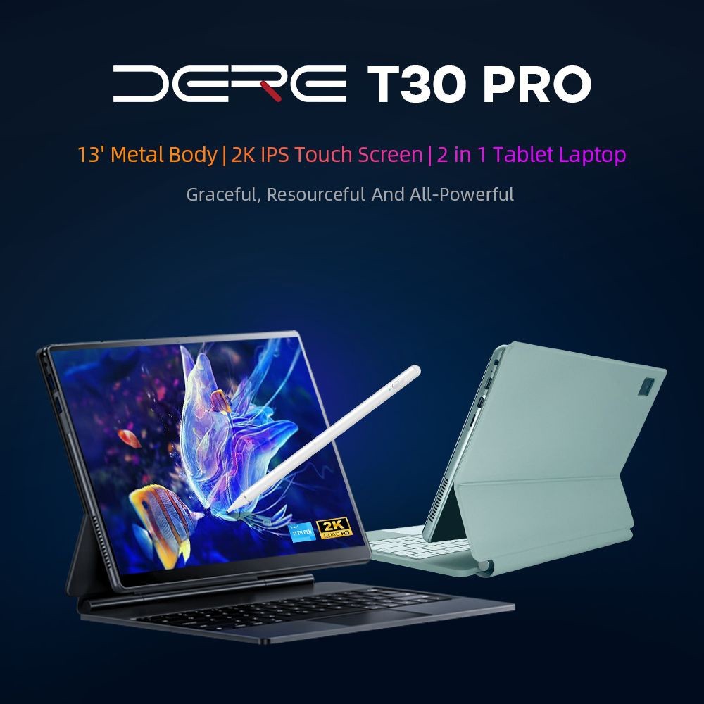 Laptop 2-în-1 DERE T30 PRO 16GB DDR4 1TB SSD gri