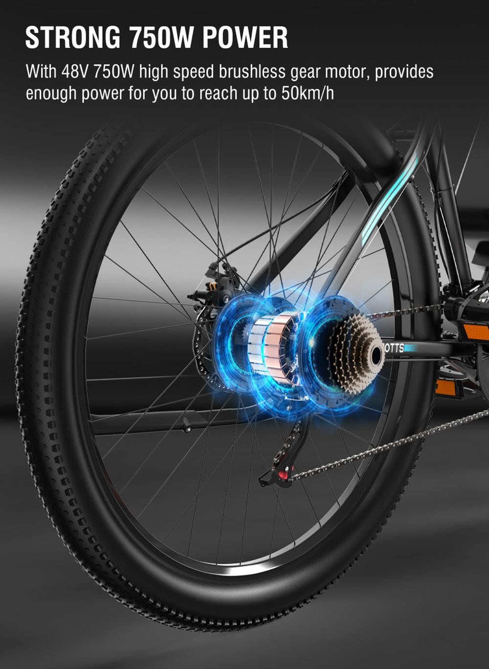 DUOTTS C29 ηλεκτρικό ποδήλατο 29 ιντσών 750W 48V 15AH 50km/h με πίσω σχάρα